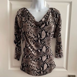 Snakeskin Drape-front Blouse